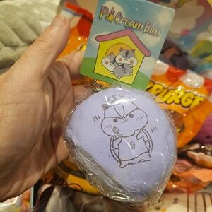 Poli Hamster Squishies Cream Bun Squishy Soft Slow Purple Chef Creme Macaron
